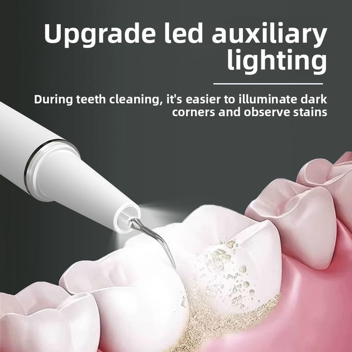 The built-in light illuminating the tooth surface being worked on