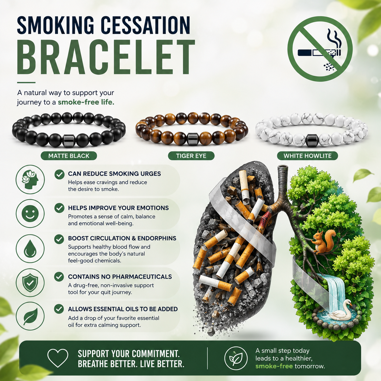 Triple Protection Anti-Smoke Beads Bracelet — Anxiety Relief Jewellery