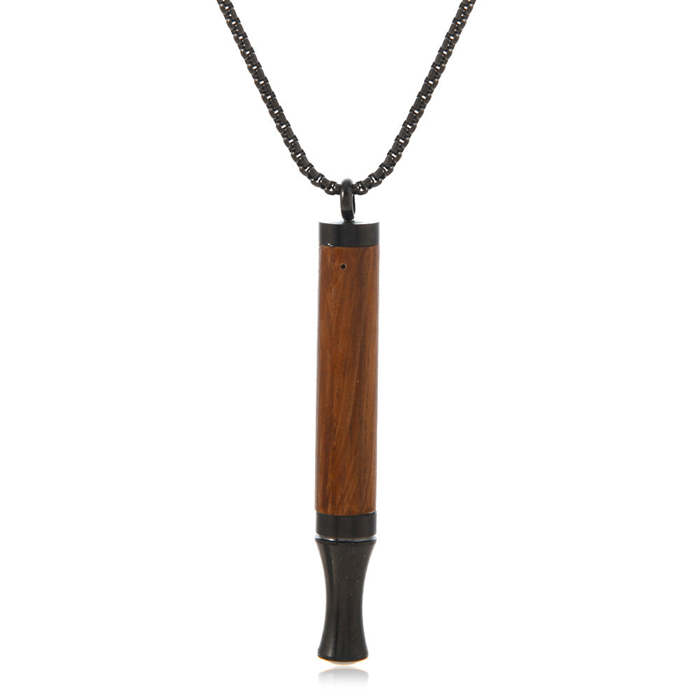 Rosewood Resistance Necklace — dark hardwood body with dark chain and mouthpiece