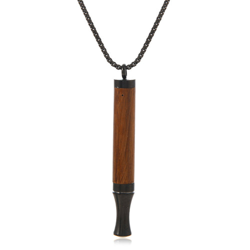 Rosewood Resistance Necklace — dark hardwood body with dark chain and mouthpiece
