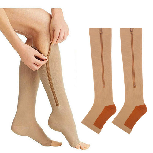 Compression Socks with Zipper – Easy-On Over-the-Knee Support for Men & Women