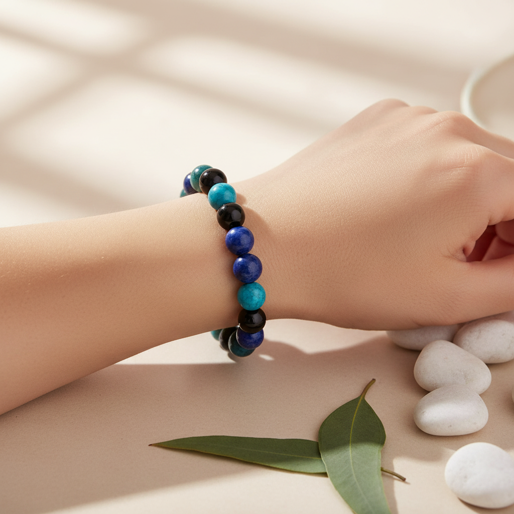 Natural Stone Beaded Bracelet, Anti Smoking,  Anxiety Relief — Retro Elegant Unisex Jewellery