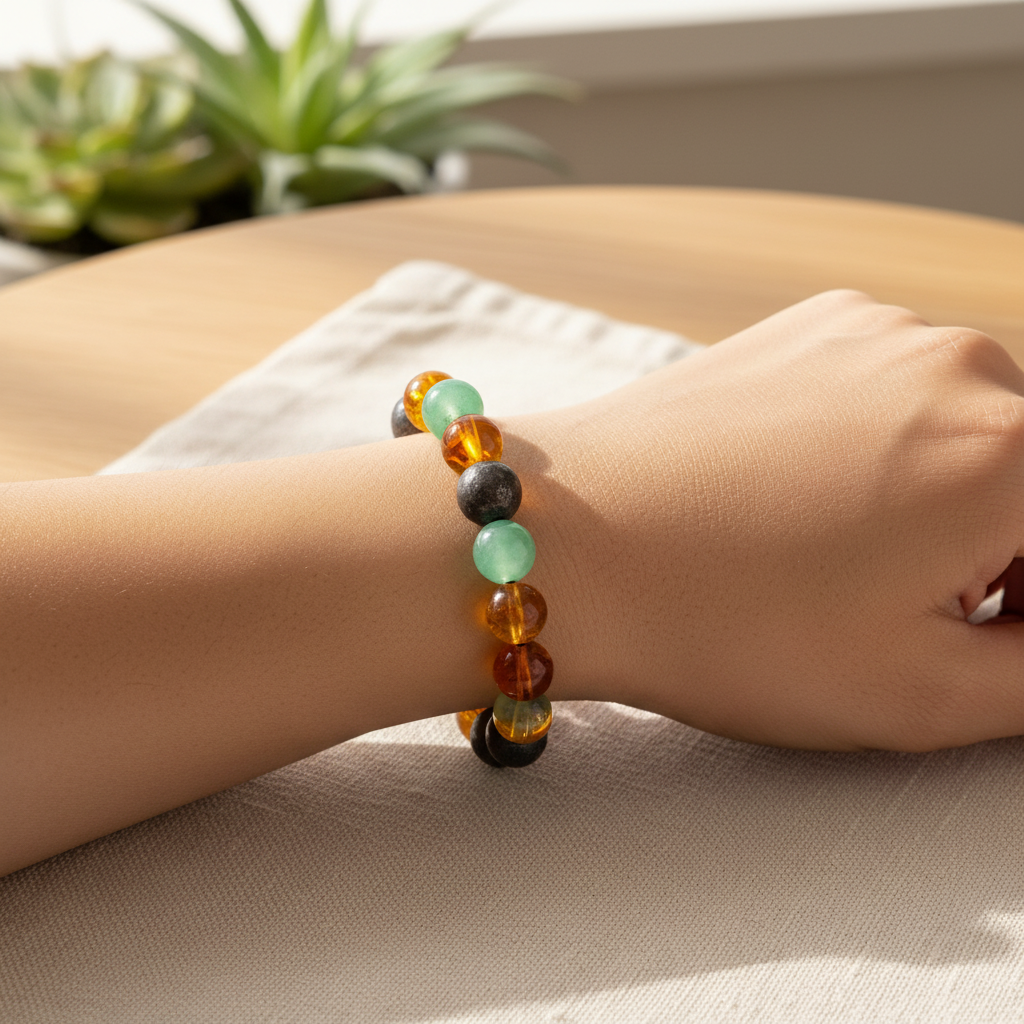 Natural Stone Beaded Bracelet, Anti Smoking,  Anxiety Relief — Retro Elegant Unisex Jewellery