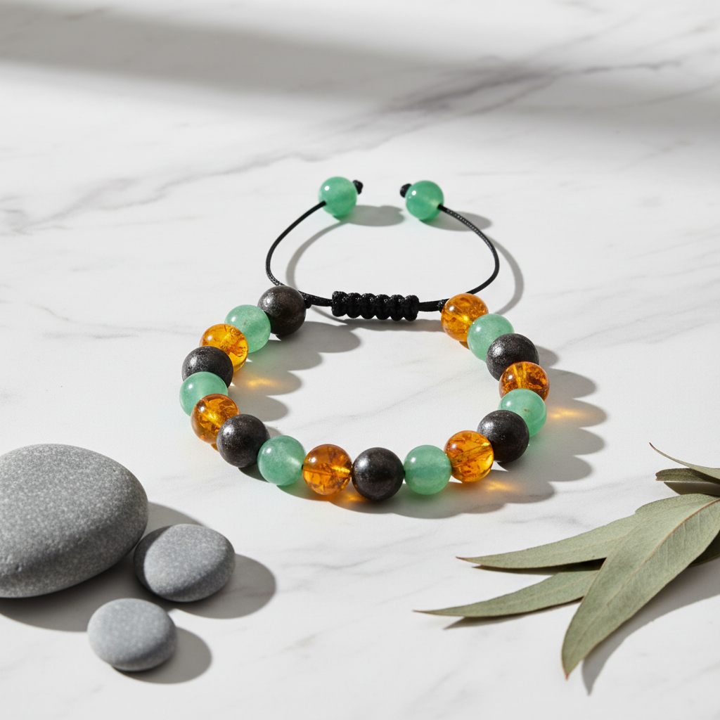 Natural Stone Beaded Bracelet, Anti Smoking,  Anxiety Relief — Retro Elegant Unisex Jewellery